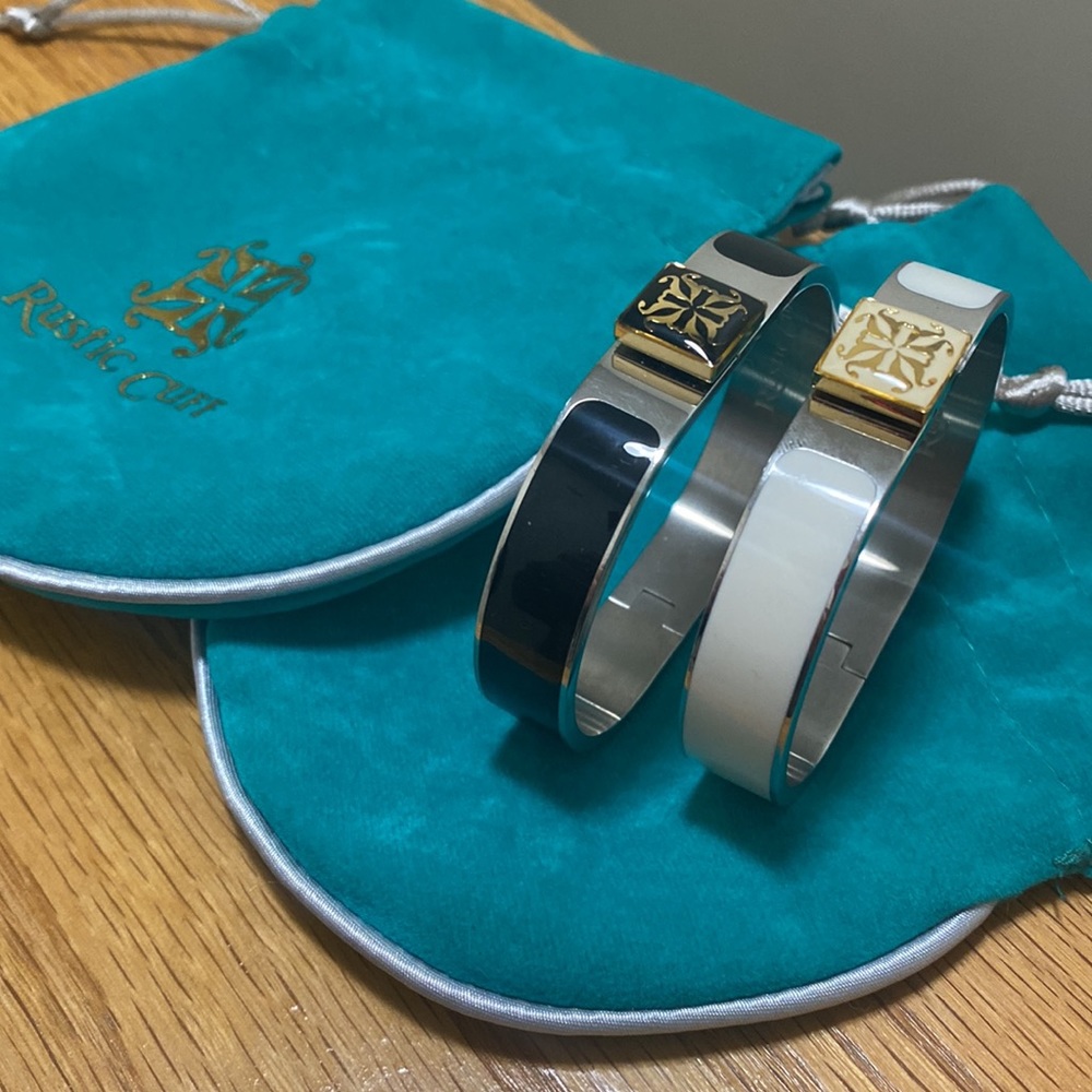 Rustic Cuff Bracelets - 2 Bracelets With 2 Pouches - image 2